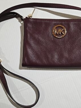 Michael Kors Plum/Wine Pebbled Leather Crossbody Bag